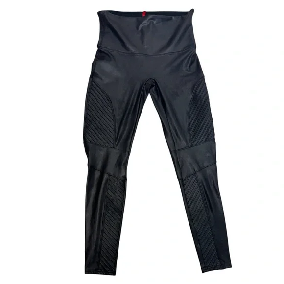 SPANX Faux Leather Moto High Waisted Leggings Slimming Pants Women's Size XL - Picture 9 of 16